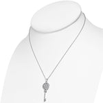 925 Sterling Silver White Clear CZ Large Statement Key Pendant Necklace