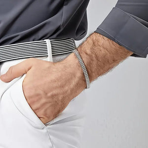 My Daily Styles Men's Stainless Stainless Steel Chain Braided Square Reversible Bracelet, 9 Inch, Multiple Finishes