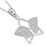 925 Sterling Silver White Clear CZ Star Pendant Necklace