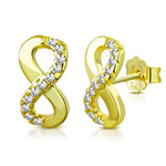 925 Sterling Silver White CZ Stud Infinity Women and  Girls Stud Earrings