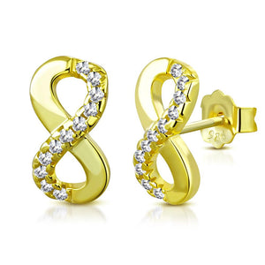 925 Sterling Silver White CZ Stud Infinity Women and  Girls Stud Earrings
