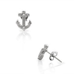 925 Sterling Silver Classic Small Anchor Womens Girls Stud Earrings