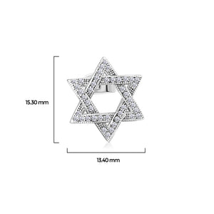 925 Sterling Silver CZ Jewish Star of David Womens Girls Stud Earrings
