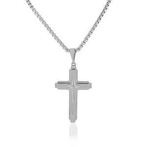 Stainless Steel Yellow Gold-Tone Large Statement Mens Cross Pendant Necklace