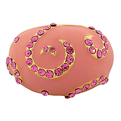 My Daily Styles Fashion Alloy Yellow Gold-Tone Pink CZ Statement Cocktail Ring