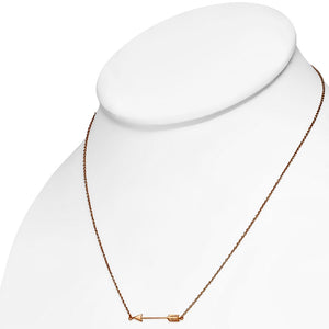 925 Sterling Silver Rose Gold-Tone Classic Love Arrow Horizontal Womens Pendant Necklace