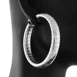 Stainless Steel Silver-Tone Classic Round Hoop Earrings