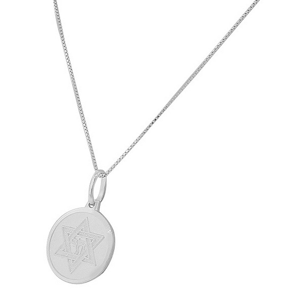 925 Sterling Silver Jewish Star of David Chai Unisex Pendant Necklace with Chain