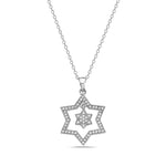925 Sterling Silver Jewish Star of David White CZ Pendant Necklace
