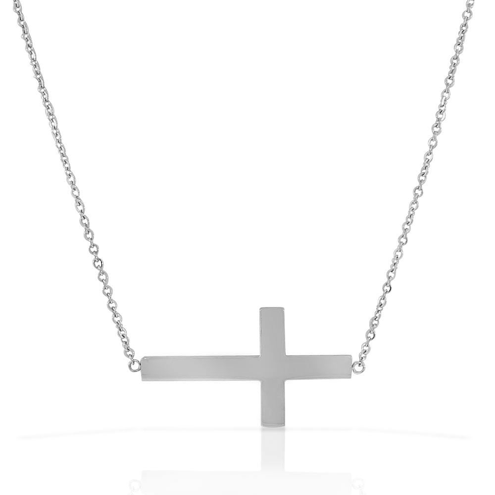 My Daily Styles Stainless Steel Womens Sideways Cross Pendant Necklace
