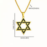 My Daily Styles Men’s Stainless Steel Star of David Pendant Necklace – Black Enamel Inlay Magen David with 24 Inch Chain, Available in Gold Tone or Silver