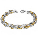 Stainless Steel Two-Tone Mens Classic Link Chain Bracelet