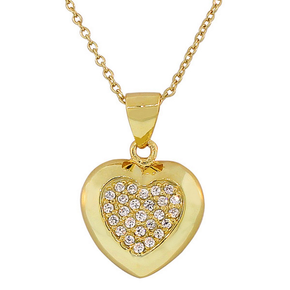 925 Sterling Silver Love Heart White CZ Pendant Necklace