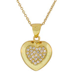 925 Sterling Silver Love Heart White CZ Pendant Necklace