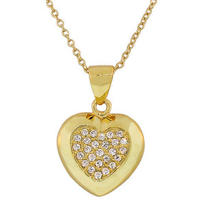 925 Sterling Silver Love Heart White CZ Pendant Necklace