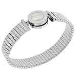Fashion Alloy Silver-Tone Mother-of-Pearl Bangle Bracelet