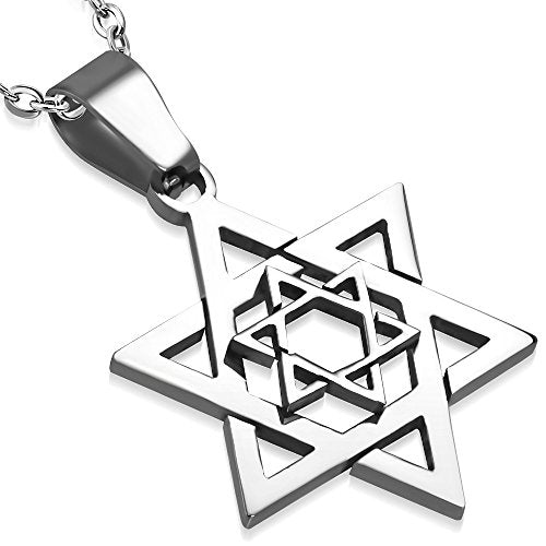 Classic Double Jewish Star of David Pendant Necklace