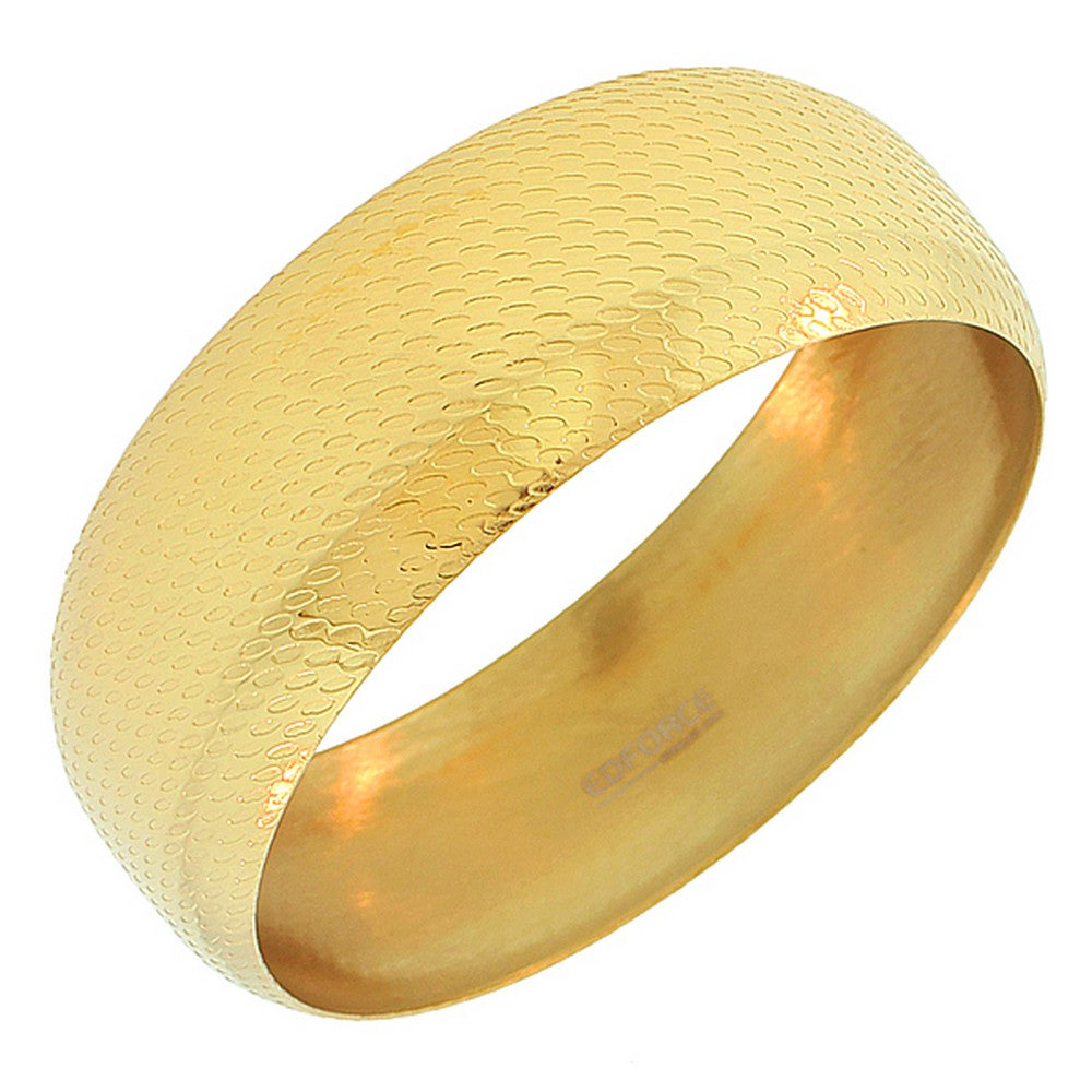 Stainless Steel Round Yellow Gold-Tone Classic Bangle Bracelet
