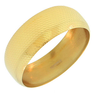 Stainless Steel Round Yellow Gold-Tone Classic Bangle Bracelet
