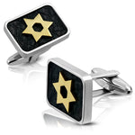 Stainless Steel Black Two-Tone Jewish Star of David Cufflinks