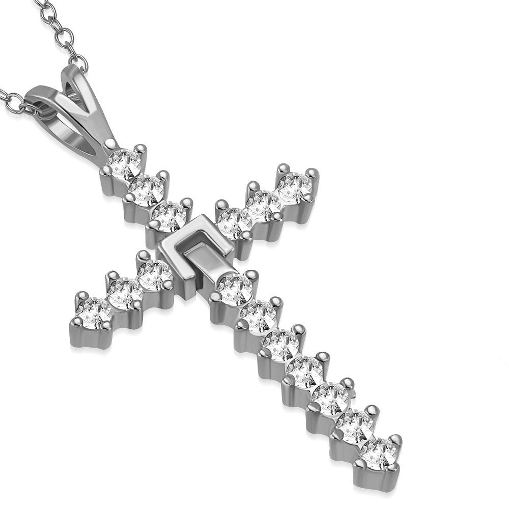 Dripping Crystal Cross Necklace