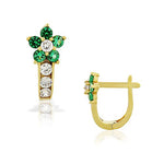 925 Sterling Silver Yellow Gold-Tone White Pink Scarlet CZ Flower Hoop Huggie Small Earrings