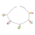 925 Sterling Silver Multicolor Enamel Angels Womens Girls Link Chain Bracelet