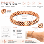 Stainless Steel Rose Gold-Tone Mesh Narrow Stretch Bracelet