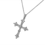 925 Sterling Silver Womens Religious Cross White CZ Classic Pendant Necklace
