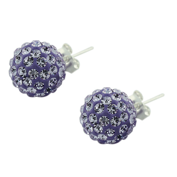 925 Sterling Silver Violet Purple CZ Beads Ball Round Stud Earrings