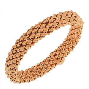 Stainless Steel Rose Gold-Tone White CZ Stretch Mesh Bracelet