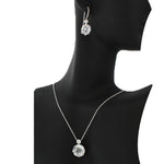 925 Sterling Silver White CZ Charm Pendant Necklace Earrings Set