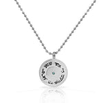 Stainless Steel Silver-Tone Blue CZ Sh'ma Shema Yisrael Prayer Mens Pendant Necklace