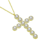 My Daily Styles Women's Large 925 Sterling Silver CZ Cross Pendant - Adjustable Chain 16"-18"