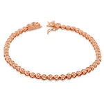925 Sterling Silver Yellow Gold-Tone Bezel-Set White CZ Womens Tennis Bracelet