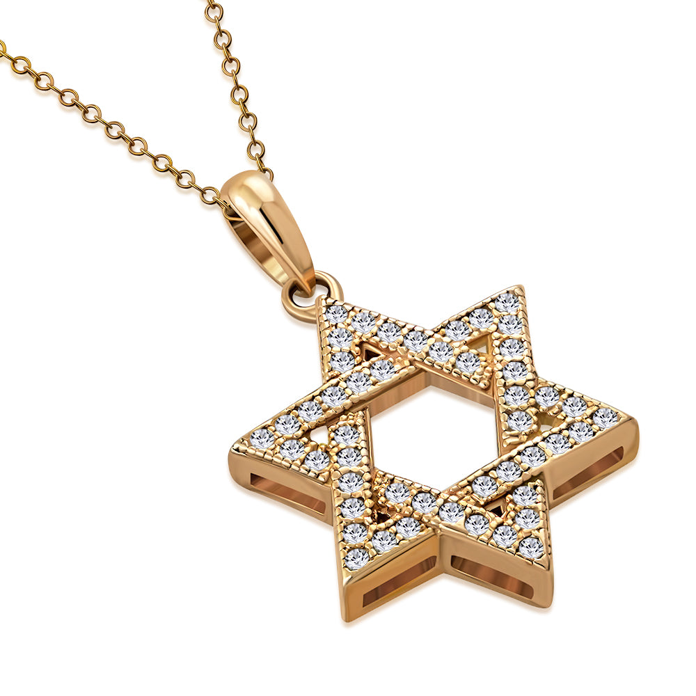 Rose Gold Star of David Necklace Pendant in Sterling Silver