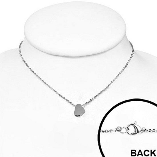 Stainless Steel Silver-Tone Love Heart Womens Girls Pendant Necklace