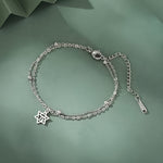 Star of David Bracelet for Women with Chai Symbol, Adjustable Stainless Steel Double Chain Bracelet, Jewish Jewelry Gift, Dainty Charm Bracelet Silver or Gold Tone
