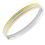Stainless Steel Multi-Tone Oval-Shaped Bangle Bracelet