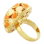 My Daily Styles Fashion Alloy Yellow Gold-Tone Love Heart Orange White Clear CZ Statement Cocktail Ring