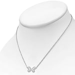 925 Sterling Silver CZ Double Heart Butterfly Necklace