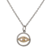 Round Evil Eye Necklace Pendant Sterling Silver Cubic Zirconia