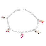 925 Sterling Silver Multicolor Enamel Animals Womens Girls Link Chain Bracelet