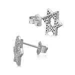 925 Sterling Silver CZ Jewish Star of David Womens Girls Stud Earrings