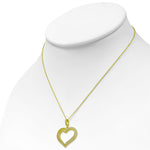 925 Sterling Silver White Clear CZ Yellow Gold-Tone Love Heart Pendant Necklace