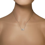 925 Sterling Silver CZ Boy Girl Twins Children Kids Pendant Necklace