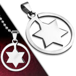 Stainless Steel Silver-Tone Large Statement Jewish Star of David Mens Pendant Necklace