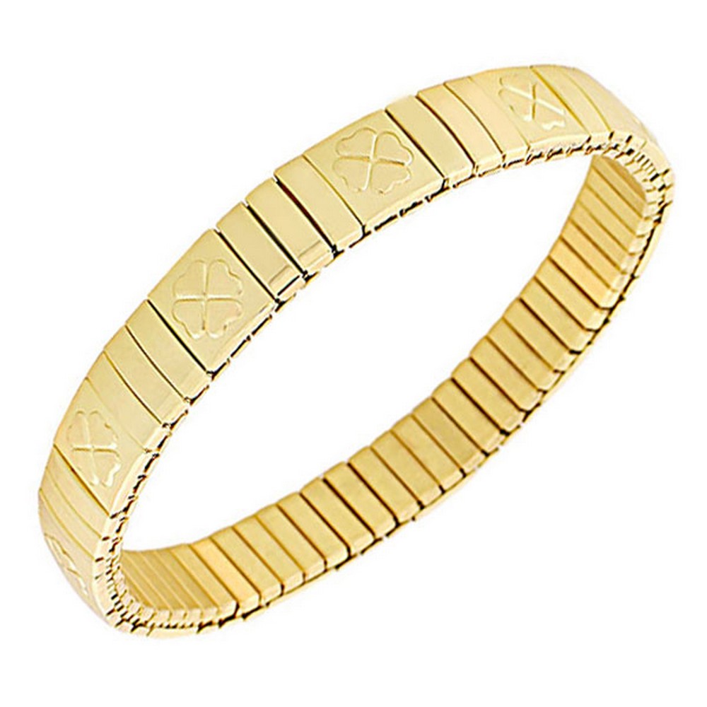 Stainless Steel Yellow Gold-Tone Clover Stretch Bracelet