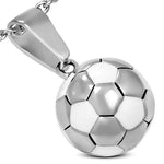My Daily Styles Stainless Steel Silver-Tone Soccer Ball Football Pendant Necklace, 18"