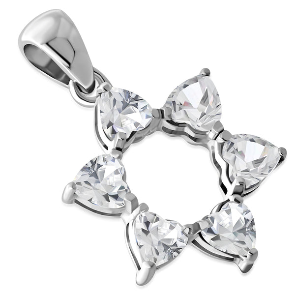 MultiColor Heart Shaped Star of David Necklace Pendant Sterling Silver